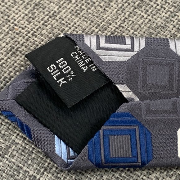 Michael Michael Kors Men's Silk Tie Gray Blue White Geometric Pattern‎ - Picture 4 of 9